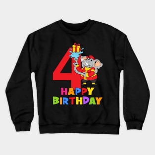 4th Birthday Party 4 Year Old Four Years Crewneck Sweatshirt
